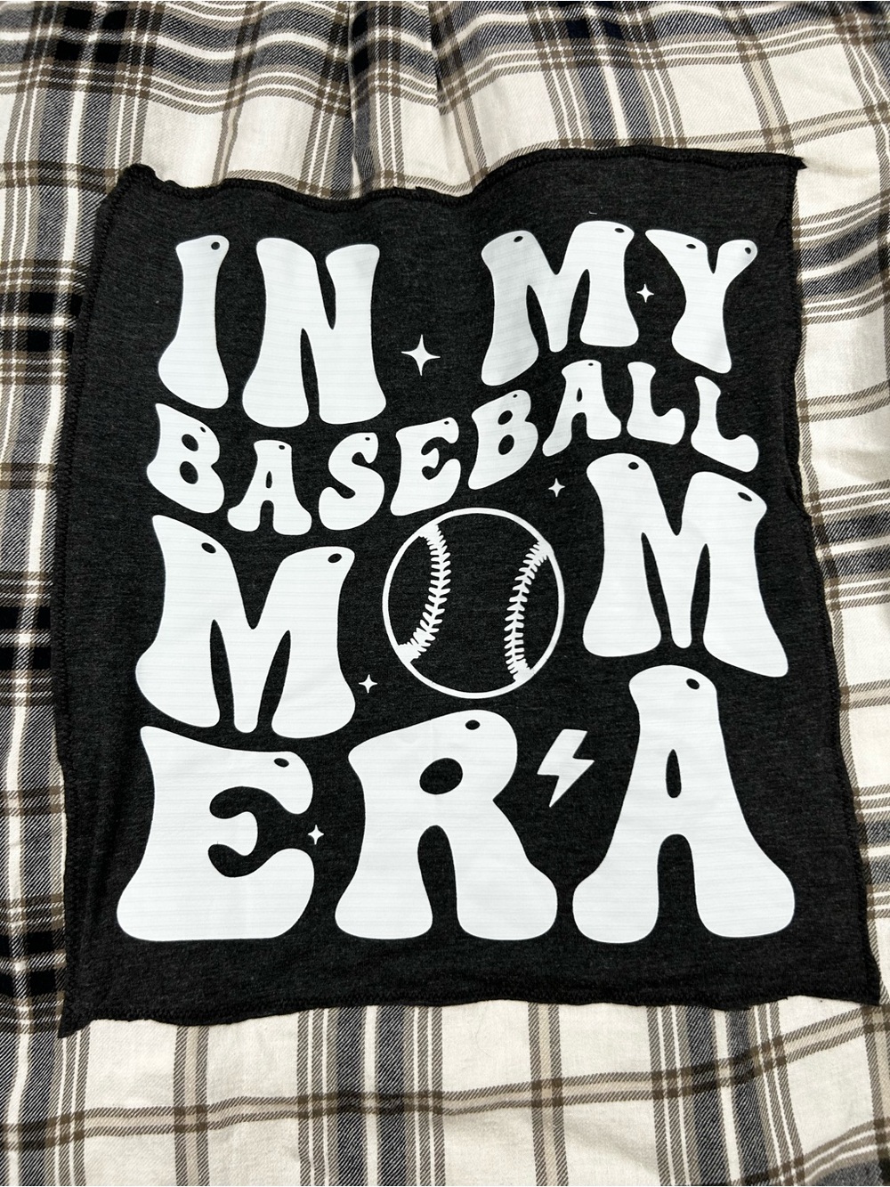 Upcycled Baseball Mom Flannel | Croft & Barrow | Size Medium 100% Cotton - Picture 3 of 11